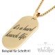 Goldenes DogTag mit Wunschgravur und Halskette Herren Anhänger Gravurplatte gold