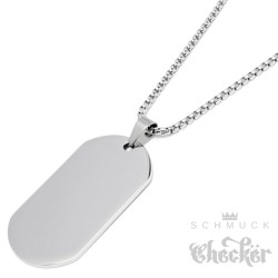 DogTag mit individueller Gravur und Halskette 316L Edelstahl Männer Anhänger silber