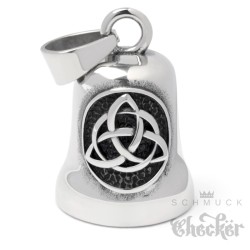Bikerbell mit Triqueta aus Edelstahl silber poliert Motorrad Glücksbringer Ridebell