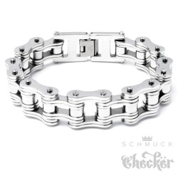 Hochwertiges Motorradketten-Armband aus 316L Edelstahl silber Bikerschmuck Armkette