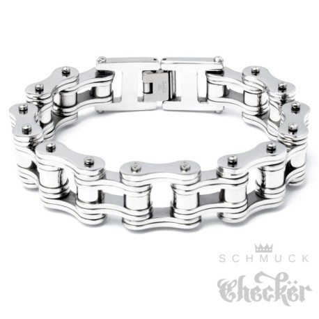 Hochwertiges Motorradketten-Armband aus 316L Edelstahl silber Bikerschmuck Armkette