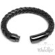 Echt Leder Herren Armband geflochten schwarz Edelstahl Schließe Hochwertig XL