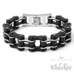 Schwarzes Motorradketten-Armband aus hochwertigem Edelstahl Bikerschmuck Armband