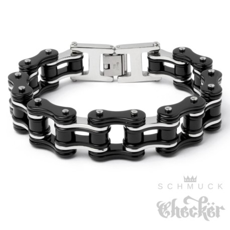 Schwarzes Motorradketten-Armband aus hochwertigem Edelstahl Bikerschmuck Armband
