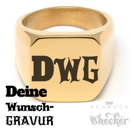 Goldener Siegelring aus Edelstahl 316L vergoldet viereckig schlicht Männer Geschenk