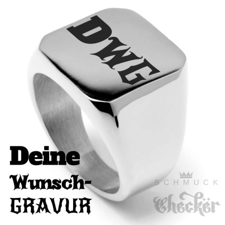 Schlichter Siegelring aus Edelstahl 316L silber poliert viereckig Männer Geschenk