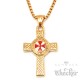 Vergoldetes Templer Kreuz aus Edelstahl Kreuzritter Anhänger & Kette Wappen gold rot