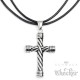 Edelstahl Herren Kreuz Anhänger hochwertig silber massiv + 1m Lederband Biker