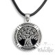 Edelstahl Anhänger Baum Medaillon nordisch silber detailliert 1m Lederband Biker