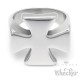 Schlichter Ring mit Eisernem Kreuz aus Edelstahl silber poliert massiver Bikerring