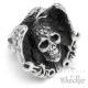 Großer Bikerring mit Adler, Totenkopf & Schraubenschlüssel aus Edelstahl Geschenk