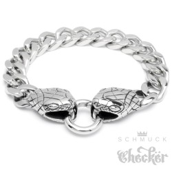 Schlangen Panzerarmband mit Ringverschluss Edelstahl silber Biker Herren Armband