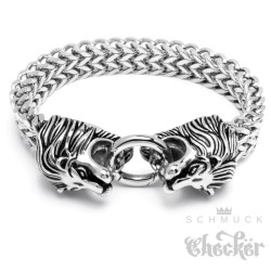 Löwen-Armband mit Ringverschluss Edelstahl Bikerschmuck Armkette Herren Geschenk
