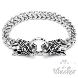 Drachen-Armband mit Ringverschluss Edelstahl Biker Männer Armkette Glücksbringer