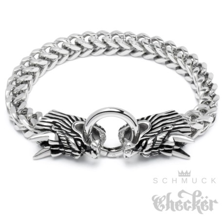 Drachen-Armband mit Ringverschluss Edelstahl Biker Männer Armkette Glücksbringer