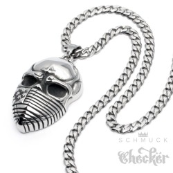 Edelstahl Anhänger Bandit US-Flagge Totenkopf Outlaw Gangster Symbol Panzerkette