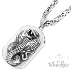großes Kobra DogTag mit Königskette Schlangen-Anhänger Edelstahl Männer Halskette