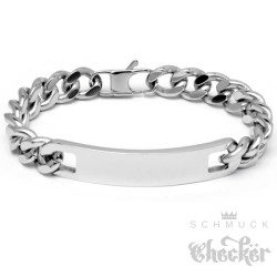 Panzerarmband mit individueller Gravur Edelstahl Herren Armband silber + Verlängerung
