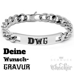Panzerarmband mit individueller Gravur Edelstahl Herren Armband silber + Verlängerung