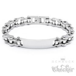 Motorradkette Armband mit Gravur aus Edelstahl silber Bikerarmband Männer Geschenk