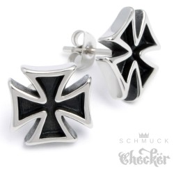 Edelstahl Herren Ohrstecker Eisernes Kreuz Ohrringe Ritterkreuz silber Biker