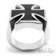 Massiver Edelstahl Biker Ring Eisernes Kreuz silber schwarz