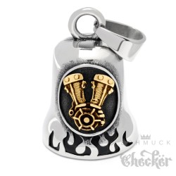 V2 Engine Biker-Bell silber & gold aus Edelstahl Motorblock Ride Bell Glöckchen
