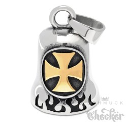 Iron Cross Biker-Bell silber & gold aus Edelstahl Motorrad Eisernem Kreuz Ride Bell