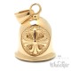Goldene Bikerbell mit Lilien-Kreuz Edelstahl Glücksbringer Motorradfahrer Geschenk