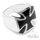 Massiver Edelstahl Biker Ring Eisernes Kreuz silber schwarz