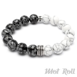 Mot Roll Bead Perlen Armband Herren Männer weiß schwarz Stein Menbeads