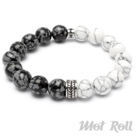 Mot Roll Bead Perlen Armband Herren Männer weiß schwarz Stein Menbeads
