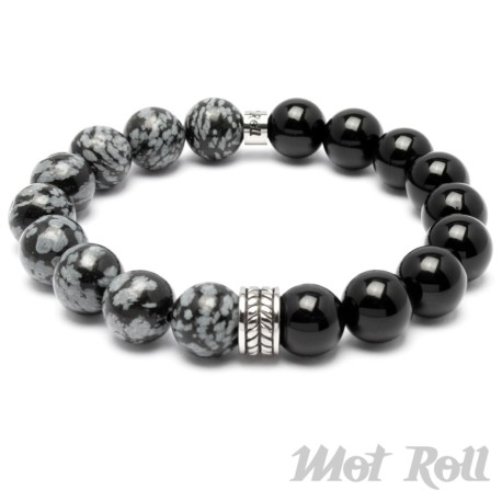 Mot Roll Bead Perlen Armband Herren Männer weiß schwarz Stein Menbeads