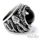 Großer Ring mit Onyx und Schlangen aus Edelstahl Bikerring Rocker Schmuck Geschenk