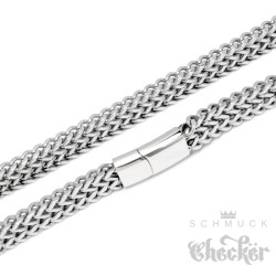 Breite und schwere Fuchsschwanzkette aus Edelstahl Herren Halskette silber matt