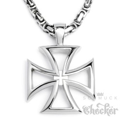 XL Edelstahl Herren Anhänger Eisernes Kreuz silber Ritterkreuz Königskette Biker