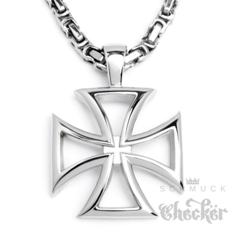 XL Edelstahl Herren Anhänger Eisernes Kreuz silber Ritterkreuz Königskette Biker