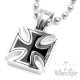 Edelstahl Anhänger Eisernes Kreuz massiv schwarz silber 60cm Kette Biker Rocker