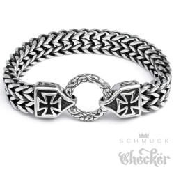 Edelstahl Herren Armband Armkette Eisernes Kreuz Anker Panzerkette Biker Rocker