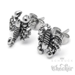 Kleiner Detaillierter Skorpion Ohrstecker aus 316L Edelstahl silber Sternzeichen