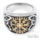 Wikingerring mit Runen-Kompass Vegvisir nordischer Ring Edelstahl silber hochwertig
