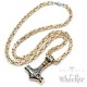 Thors Hammer Mjölnir silber & gold aus Edelstahl mit Königskette Wikingerschmuck