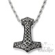 Verzierter Thorhammer Mjölnir mit Gott-Vater Wodan und 2 Wölfen aus Edelstahl Germanen