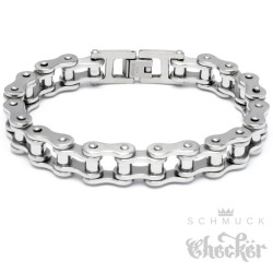 Motorradketten-Armband aus Edelstahl silber poliert Biker-Armband Herren Geschenk