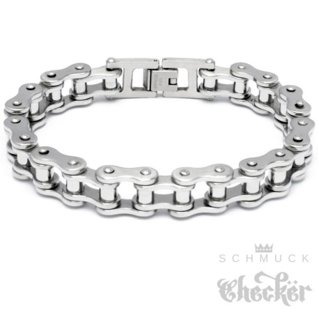 Motorradketten-Armband aus Edelstahl silber poliert Biker-Armband Herren Geschenk