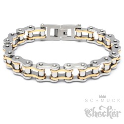 Motorradketten-Armband in silber & gold aus Edelstahl Biker-Armband Fahrradkette