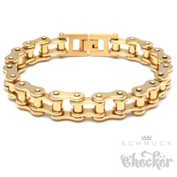 Motorradketten-Armband in silber & gold aus Edelstahl Biker-Armband Fahrradkette