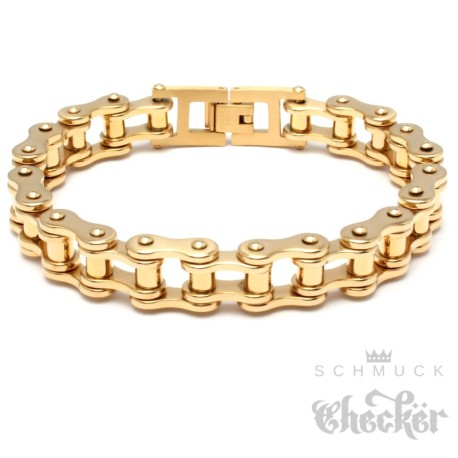 Motorradketten-Armband in silber & gold aus Edelstahl Biker-Armband Fahrradkette