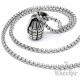 Handgranate Anhänger aus Edelstahl mit Halskette silber Herren-Schmuck 3D Granate