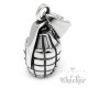 Handgranate Anhänger aus Edelstahl mit Halskette silber Herren-Schmuck 3D Granate